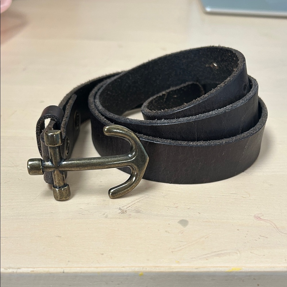 GAP Dark Brown Belt with Brass Anchor Buckle size small
